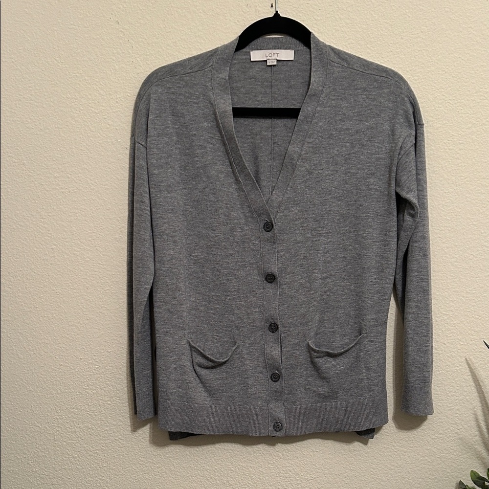 LOFT Gray  Button Down Cardigan